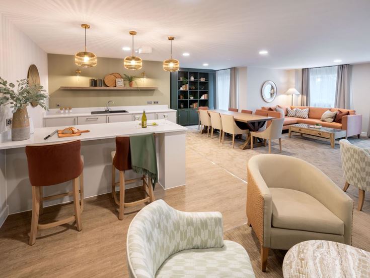 a large kitchen and dining room