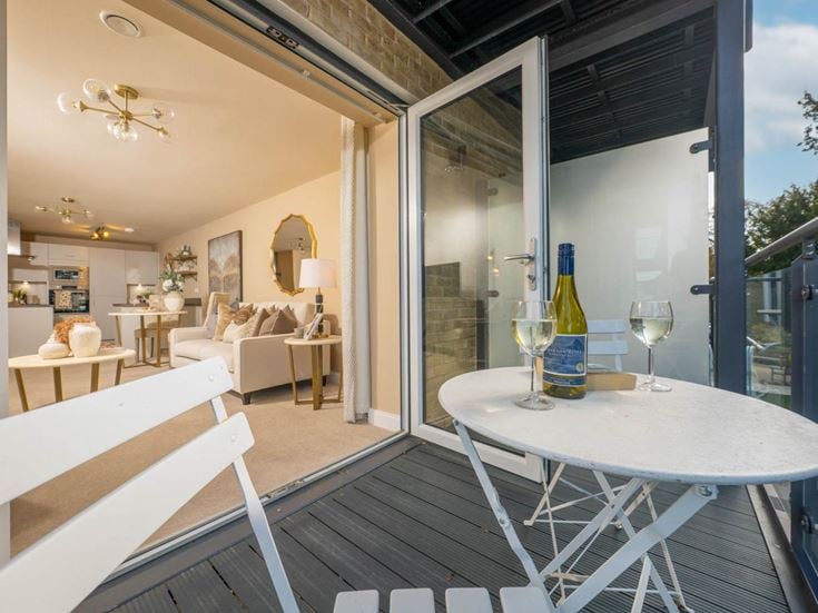 a table and chairs in a room