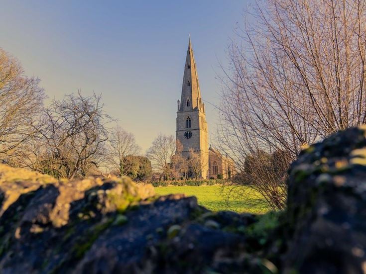 a church with a steeple