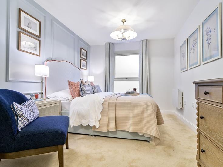 a bedroom with two beds