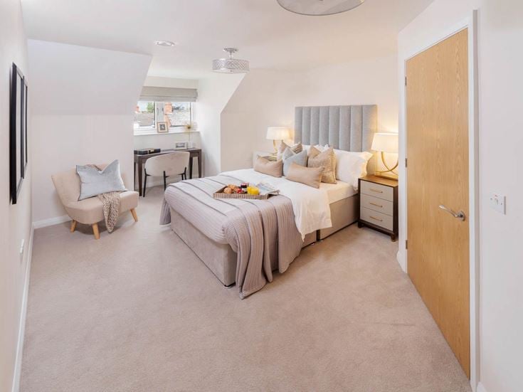 a bedroom with two beds