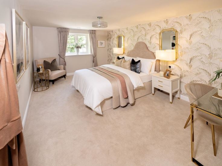 a bedroom with two beds