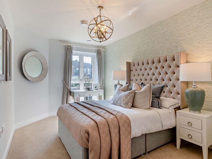 a bedroom with a large bed