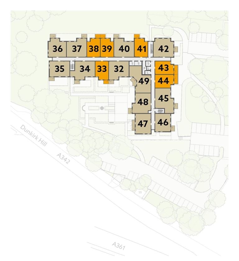 Apartment 43 position on map. Available.