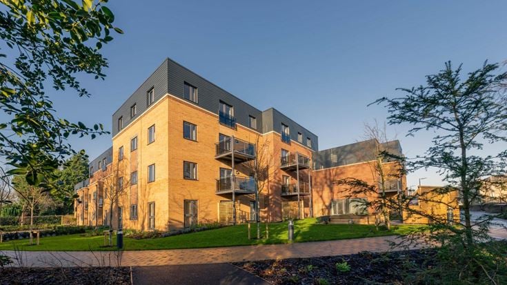 a building with trees around it
