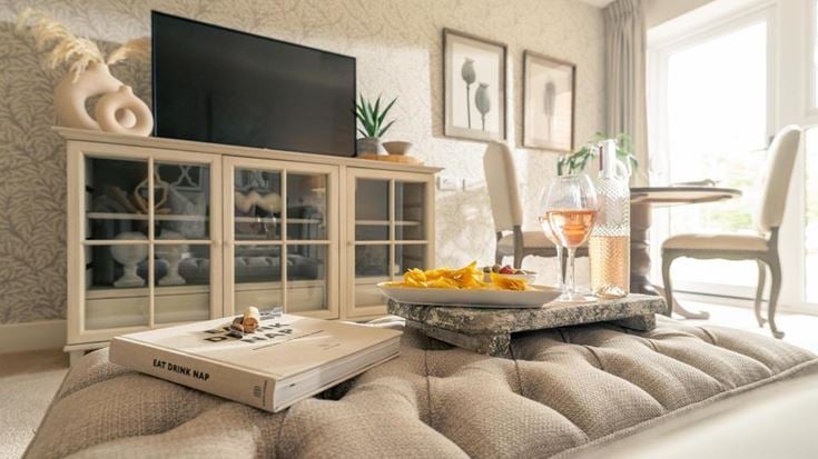 a living room with a tv and a couch