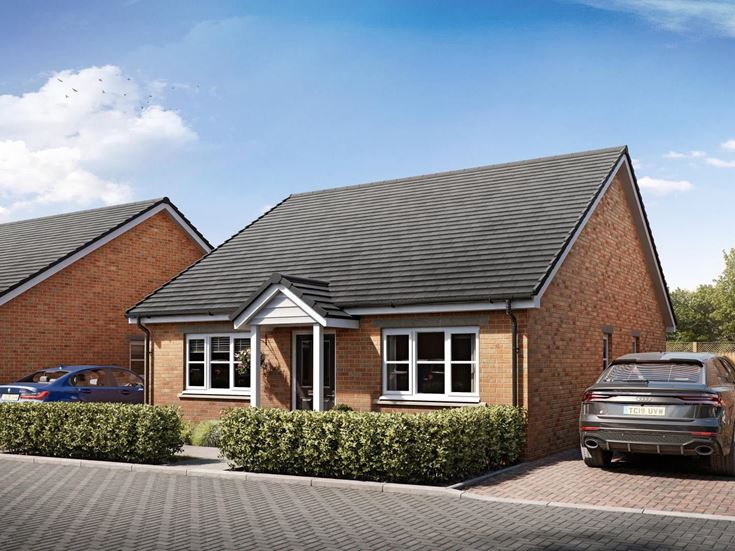a brick house with a car parked in front of it