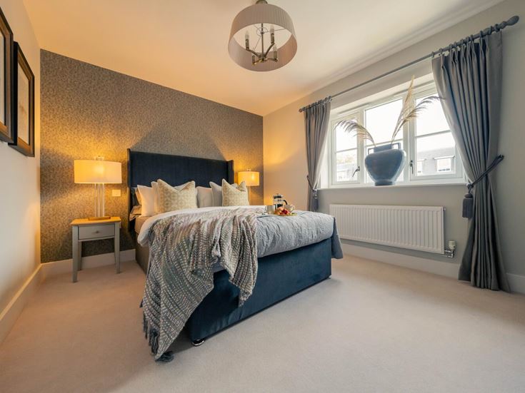 a bedroom with a large bed