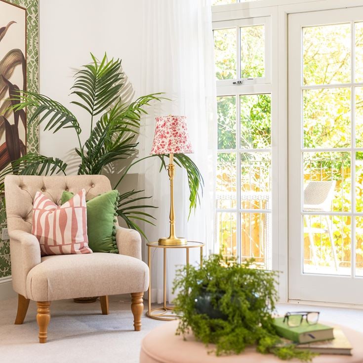 a living room with chair