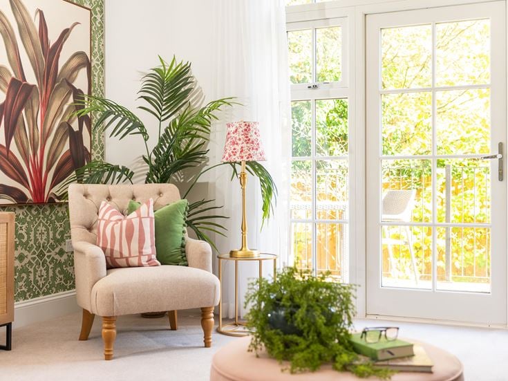 a living room with chair