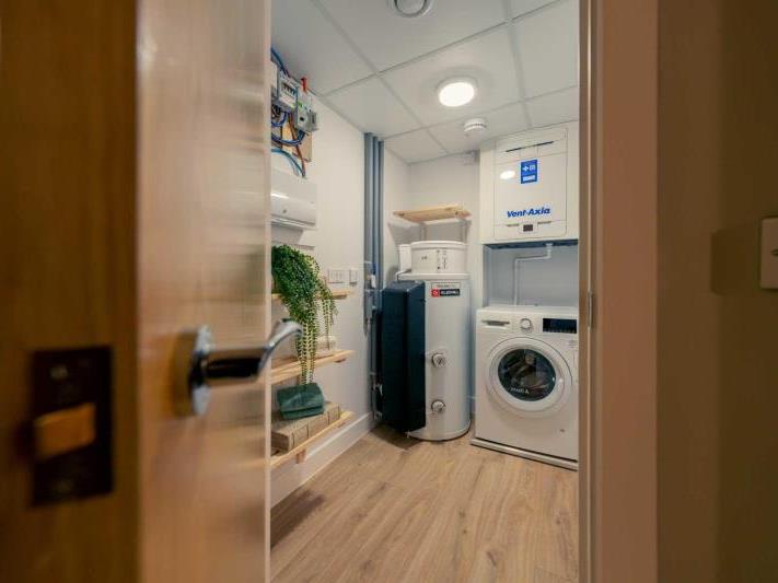 a room with a washer and dryer