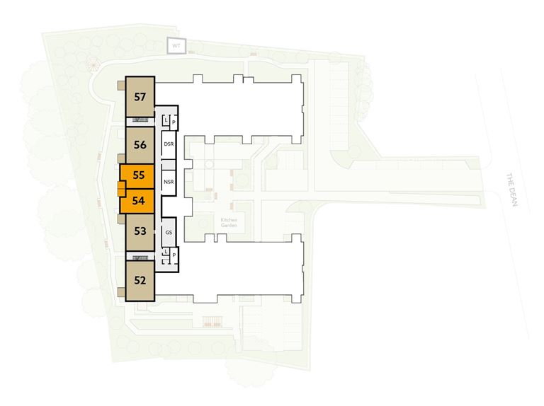 Apartment 54 position on diagram. Available.