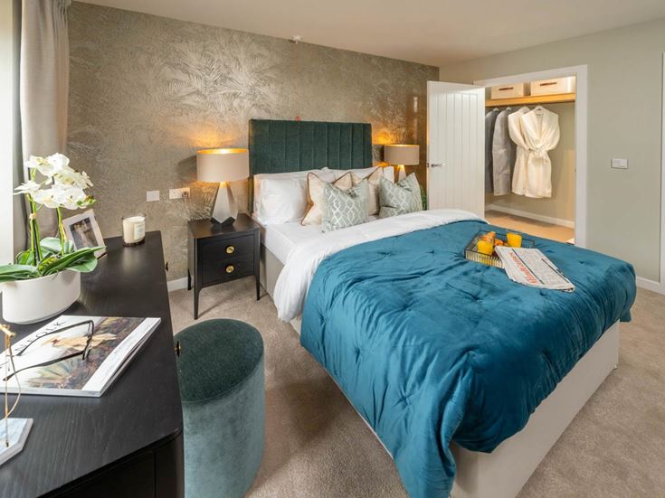 a bedroom with two beds