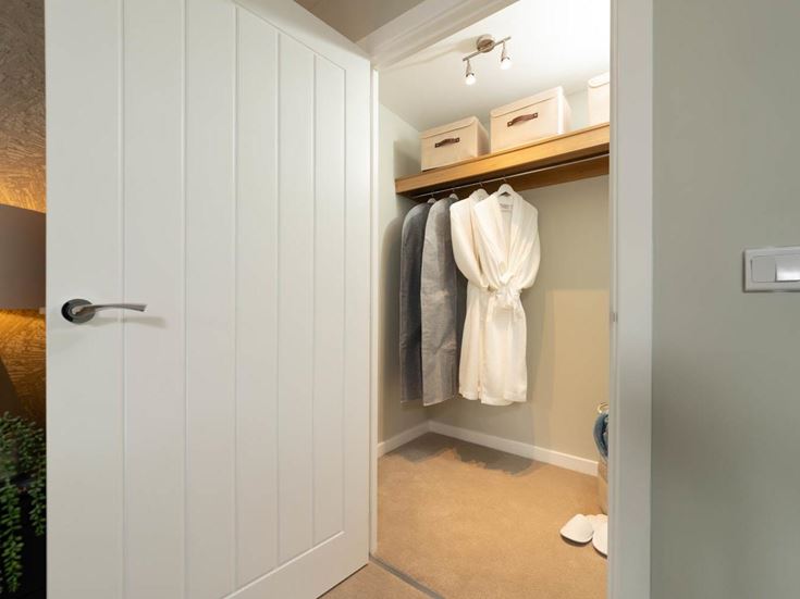 a closet with a towel on it