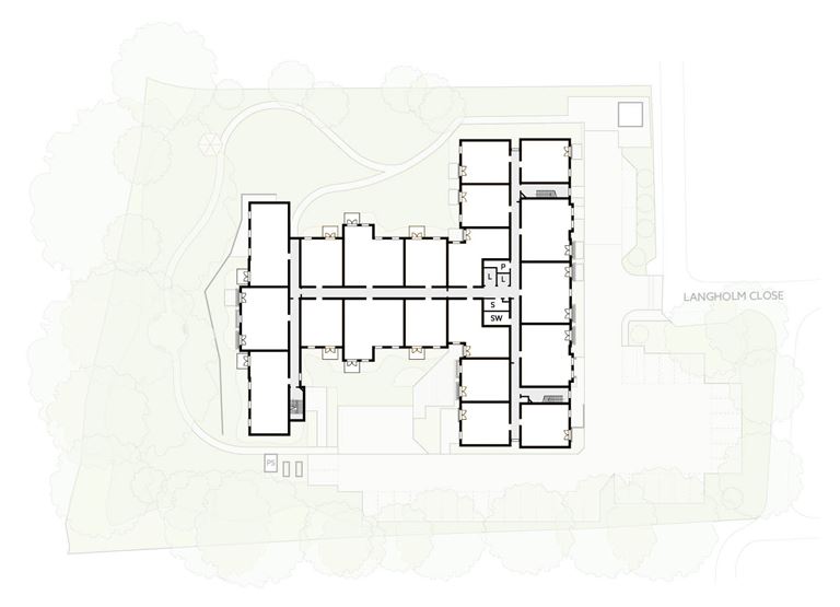 Apartment 19 position on diagram, engineering drawing. Available.