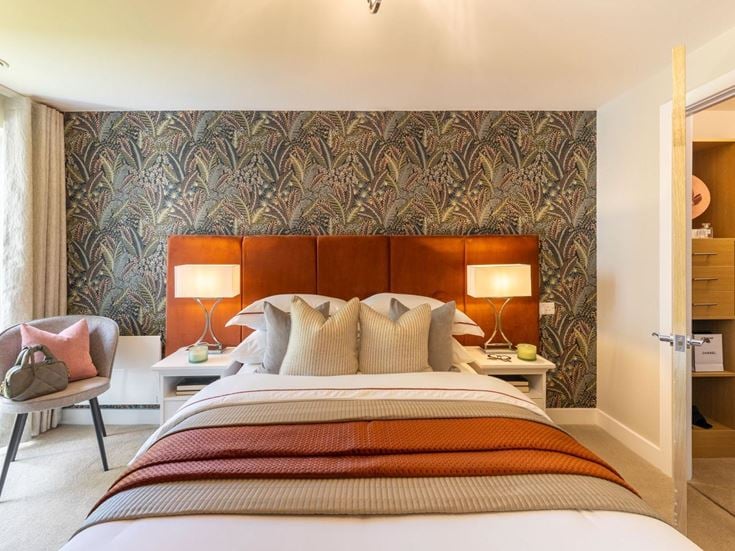 a bedroom with a large bed