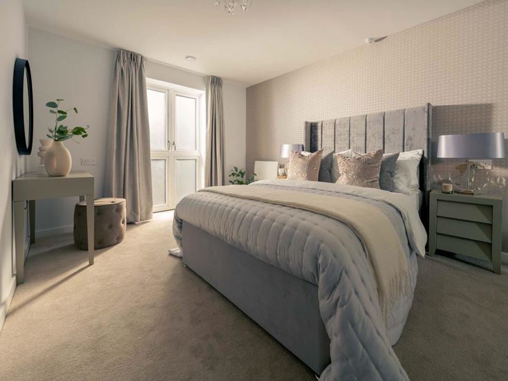 a bedroom with two beds
