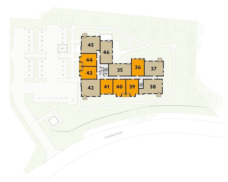 Apartment 46 position on map. Available.
