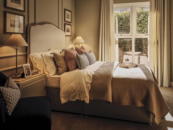 a bed with a large bed