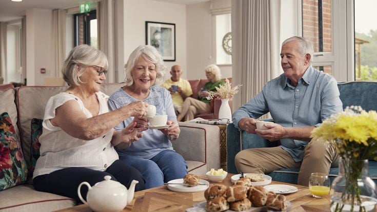 a group of people sitting on a couch