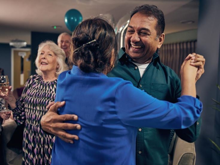 a man and woman dancing