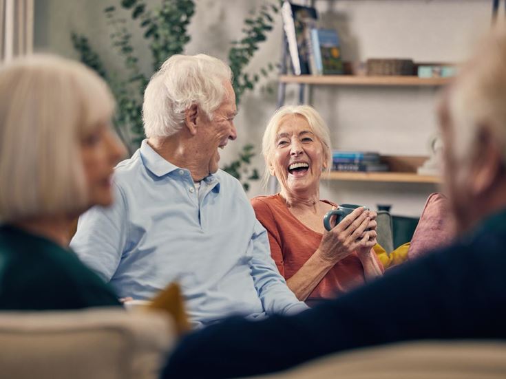 a group of people laughing