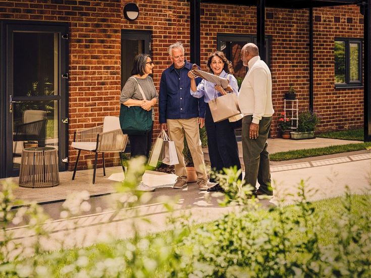 Outside with family at Gentian Place
