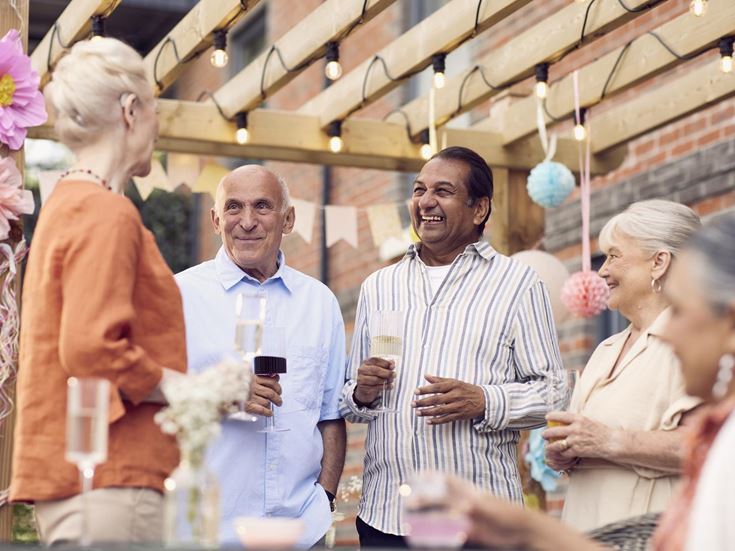 a group of people talking