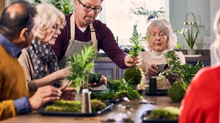 a group of people around a table