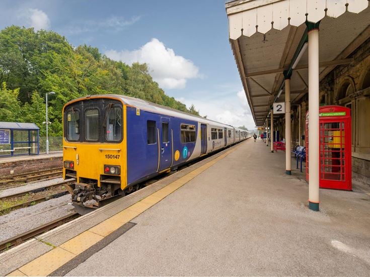 A train pulled in at Buxton Train Station in Derbyshire.