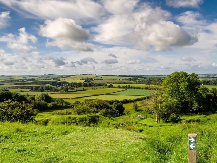 A view of the rolling hills of the Lincolnshire Wolds National Landscape.