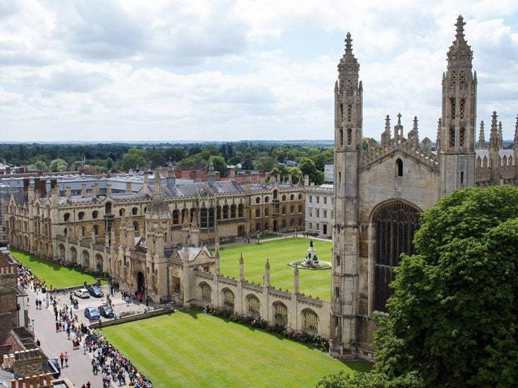 An aerial photo of King’s College in Cambridge.