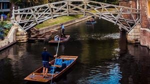 Punts on the river in Cambridge
