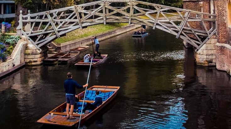 Punts on the river in Cambridge