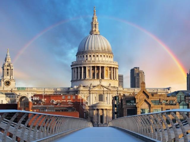 St Pauls Cathedral with rainbow London