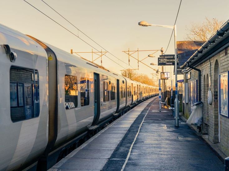 A train at the station in Baldock, Hertfordshire, bound for Brighton.