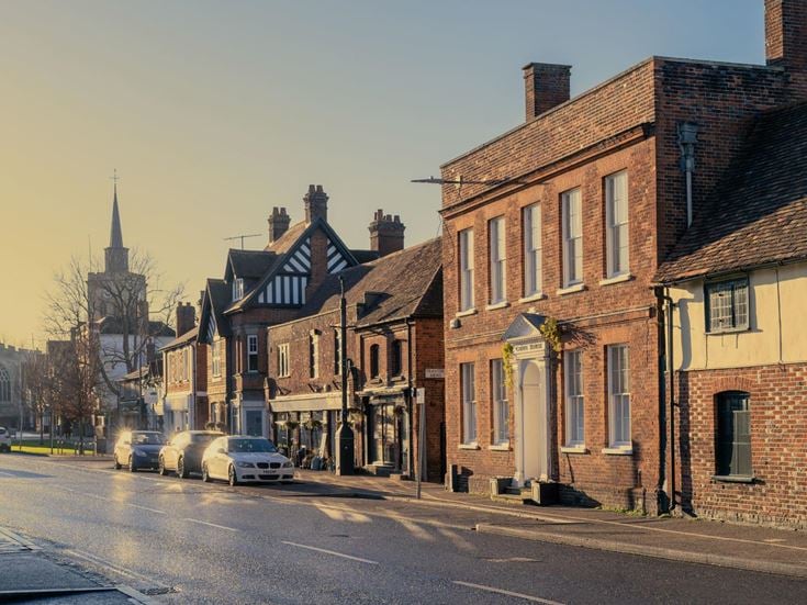Exterior of some of the local shops located on the High Street in Baldock