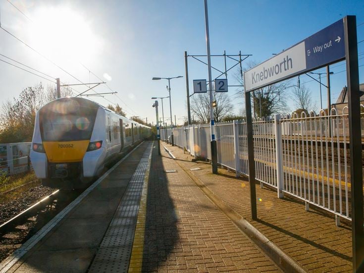 The platform at Knebworth train station providing a half-hourly service to London Kings Cross.