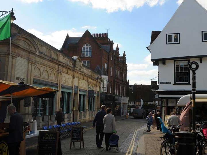 A mix of Victorian and modern architecture in St Albans centre.