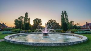 a fountain in a park