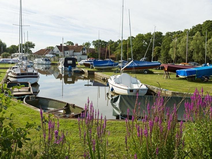 boats are parked in the water