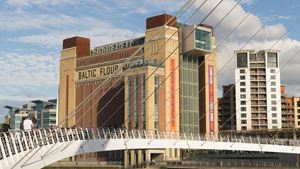 Newcastle’s famous Gateshead Millennium bridge over the River Tyne.