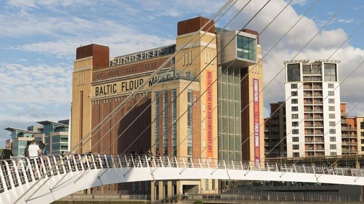 Newcastle’s famous Gateshead Millennium bridge over the River Tyne.