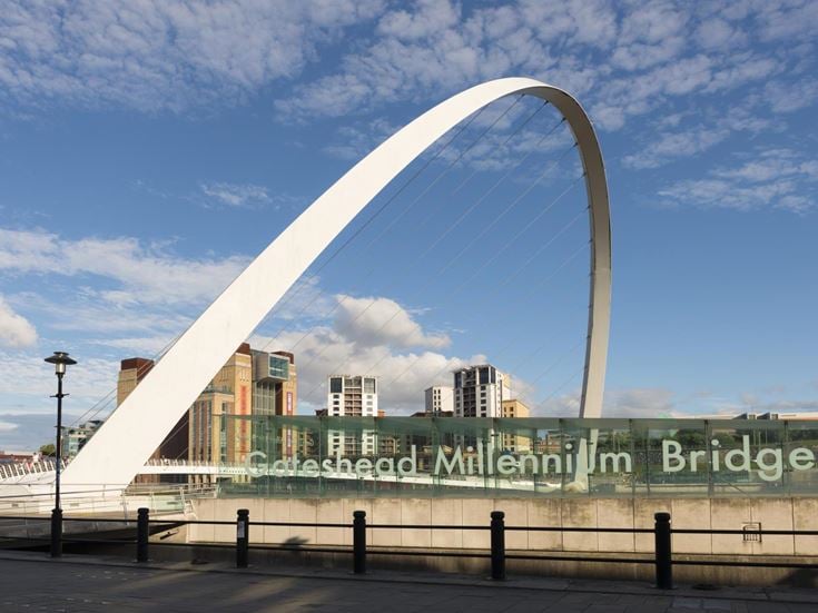 The Gateshead Millennium Bridge in Newcastle upon Tyne.