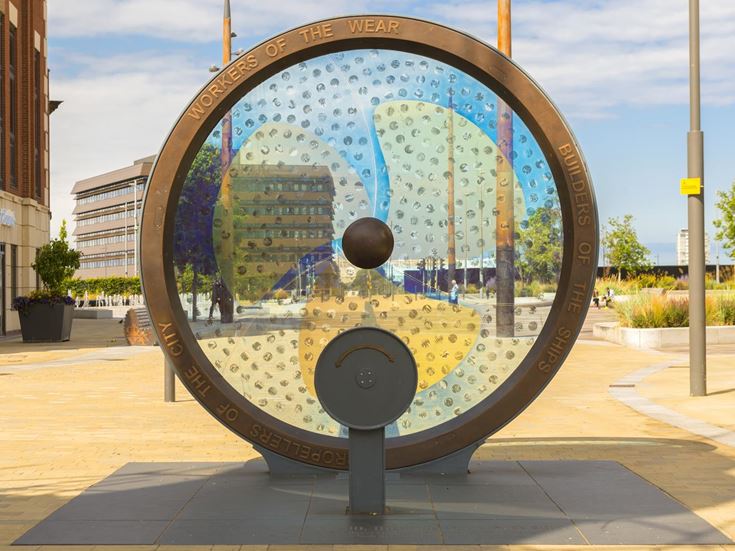 A metallic sculpture in Sunderland city centre.