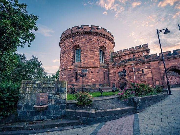 A tower and archway of Carlisle Citadel.