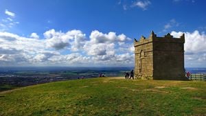 Resting place near the tower in Rivington Pike, near Horwich, Greater Manchester