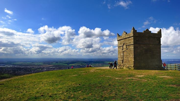 Resting place near the tower in Rivington Pike, near Horwich, Greater Manchester