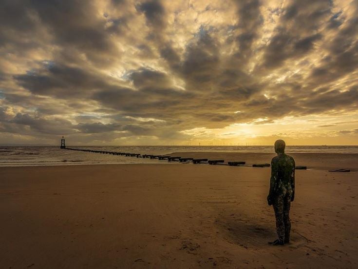 Crosby beach outside of Liverpool