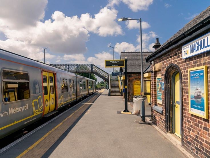 a train pulling into a station